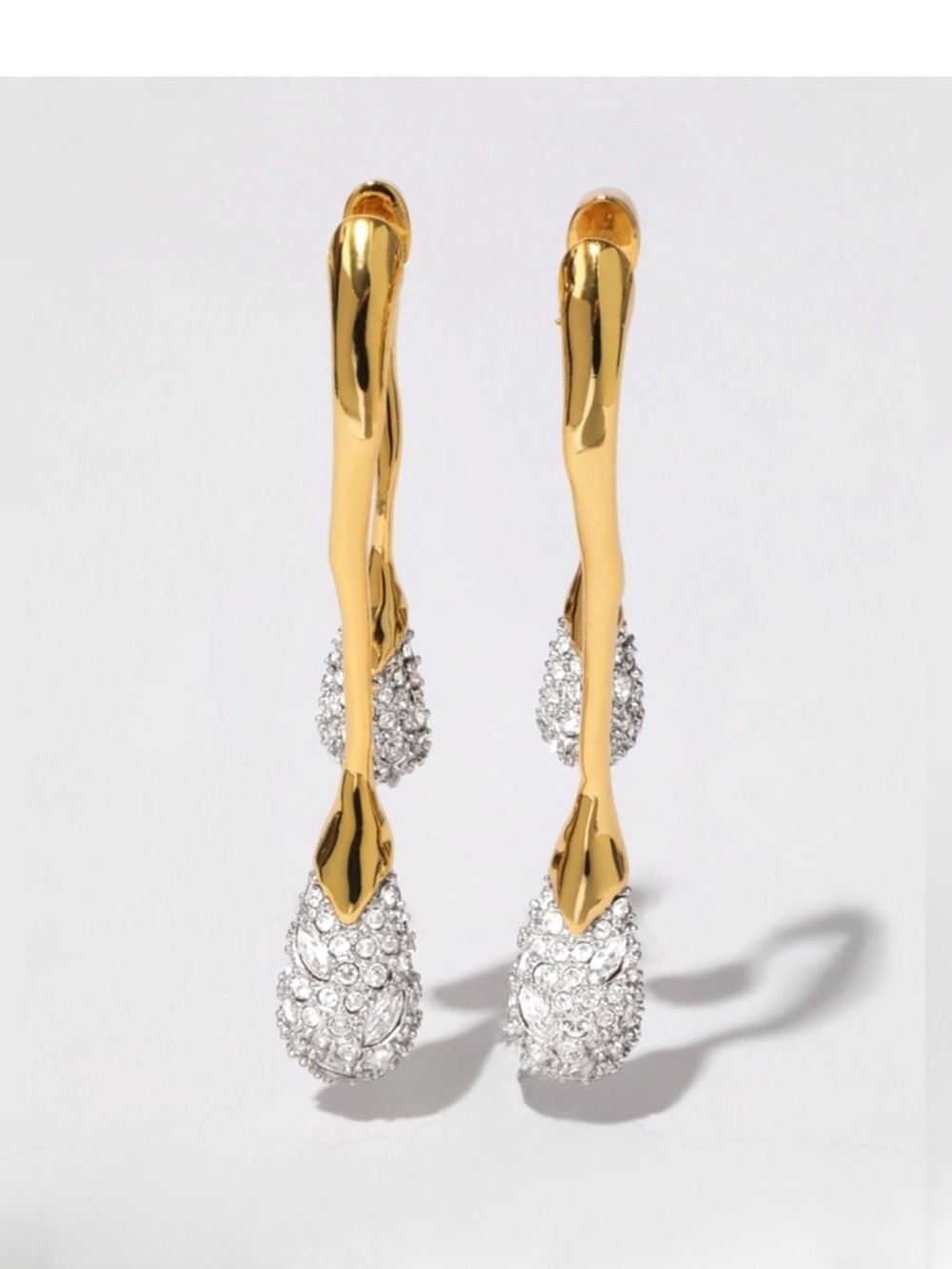 NEW Alexis Bittar Solanales Earrings Front Back Double Drop Gold Clear JN21 - Picture 7 of 11